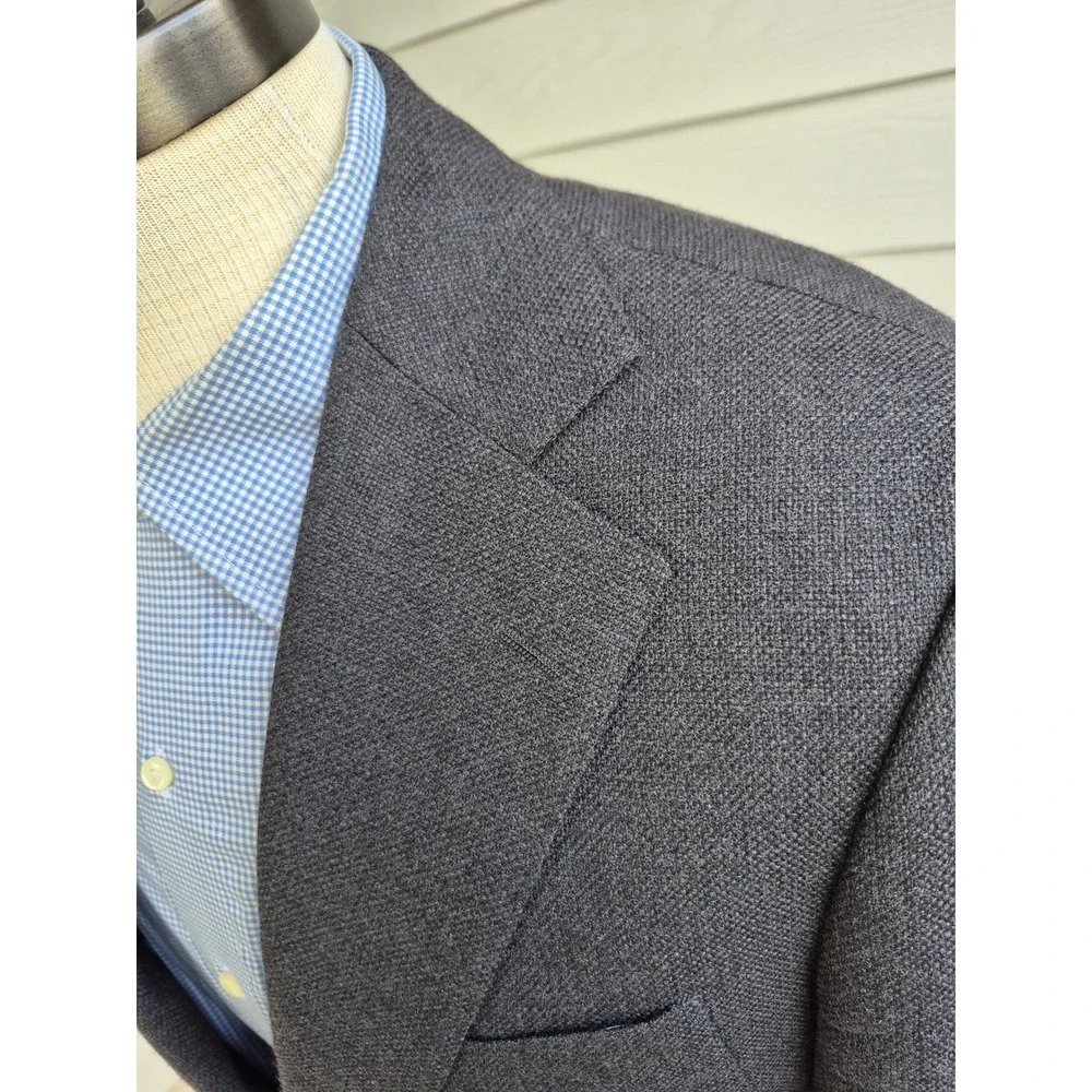 Suitsupply E. Thomas Havana Pleated HL int Wool Sport Coat Grey Slim Cut 42R 44R